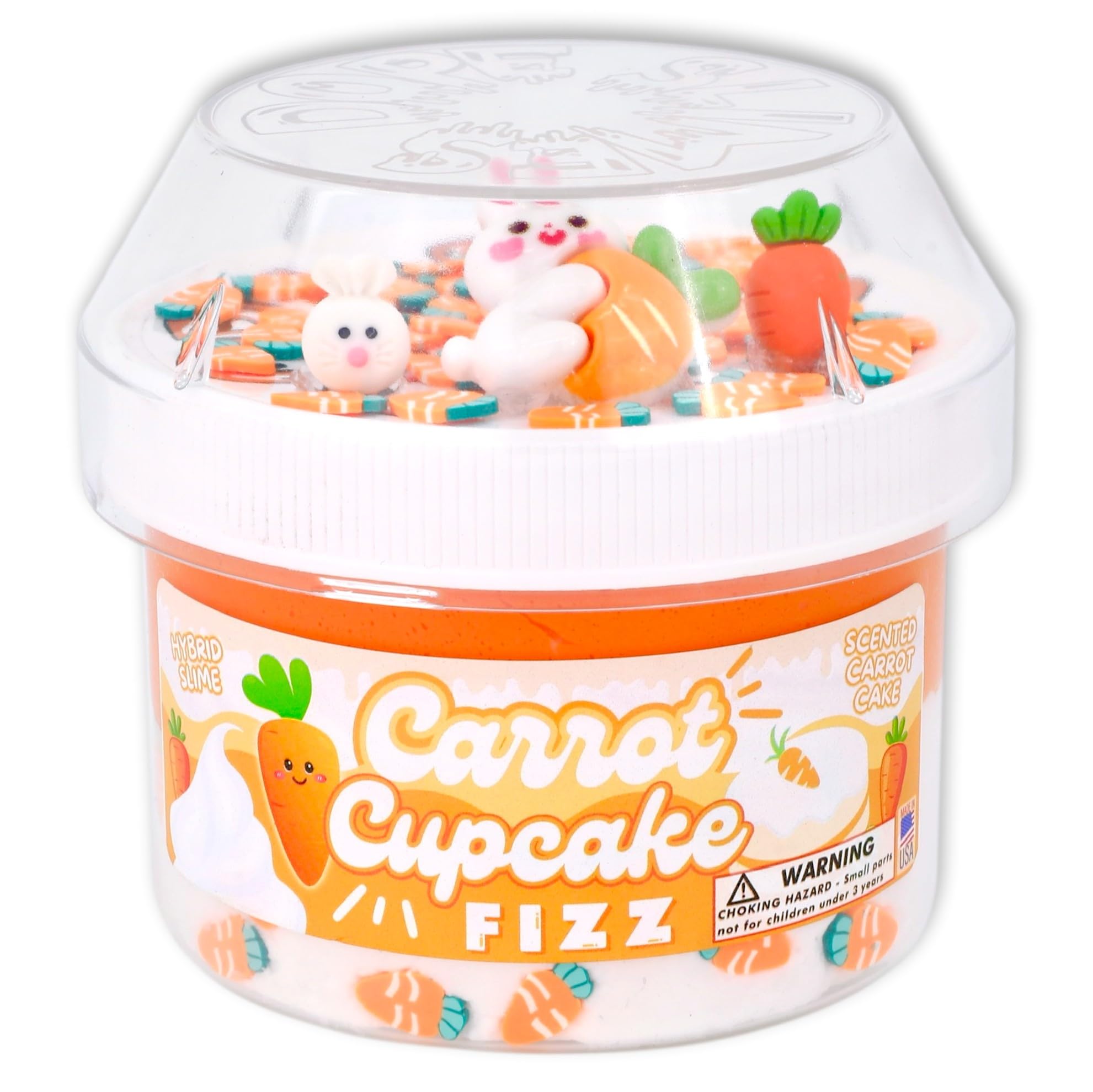 Carrot Cupcake Fizz - Hybrid Textured Easter Slime 8 fl/oz - Handmade in USA - Dope Slimes - Orange
