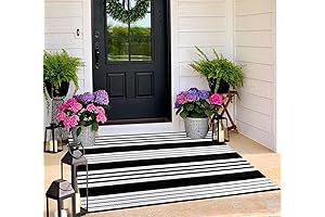 Black and White Cotton Door Mat: Elevate Your Doorstep with Woven Charm