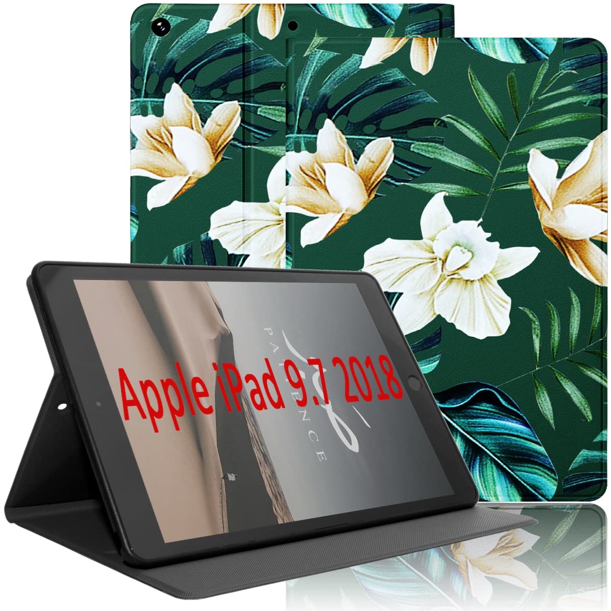 Yoedge Custodia In Pelle Con Fiore Per IPad 9.7 6a/5a Generazione - Flip Cover Con Stand