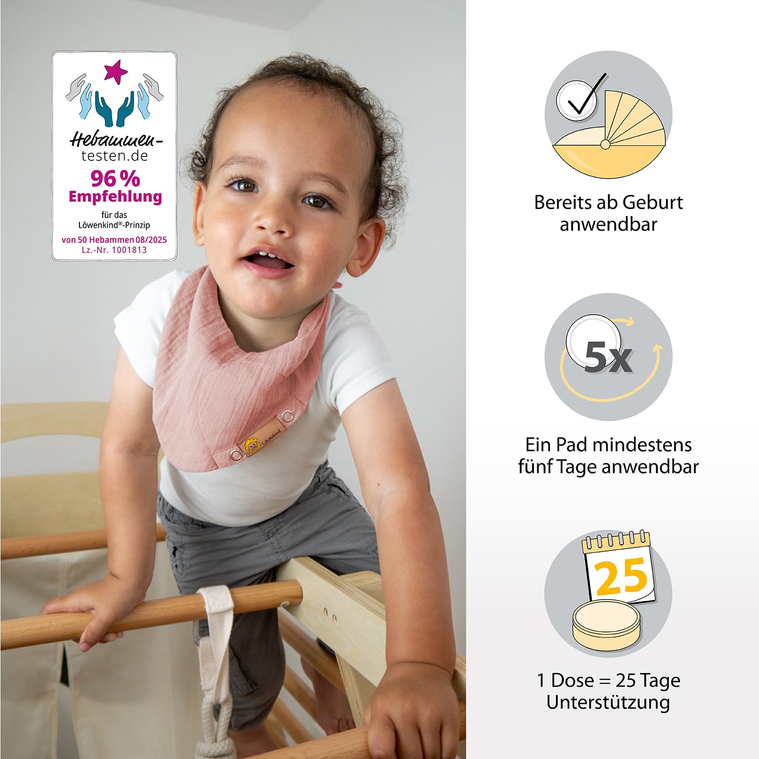 Löwenkind Geschenkset mit Dreieckshalstuch Mini (Altrosa) und Kräuterpads Gute-Nacht und Rotznäschen - Unterstützt bei Schlafproblemen und Schnupfen - Für Babys und Kleinkinder