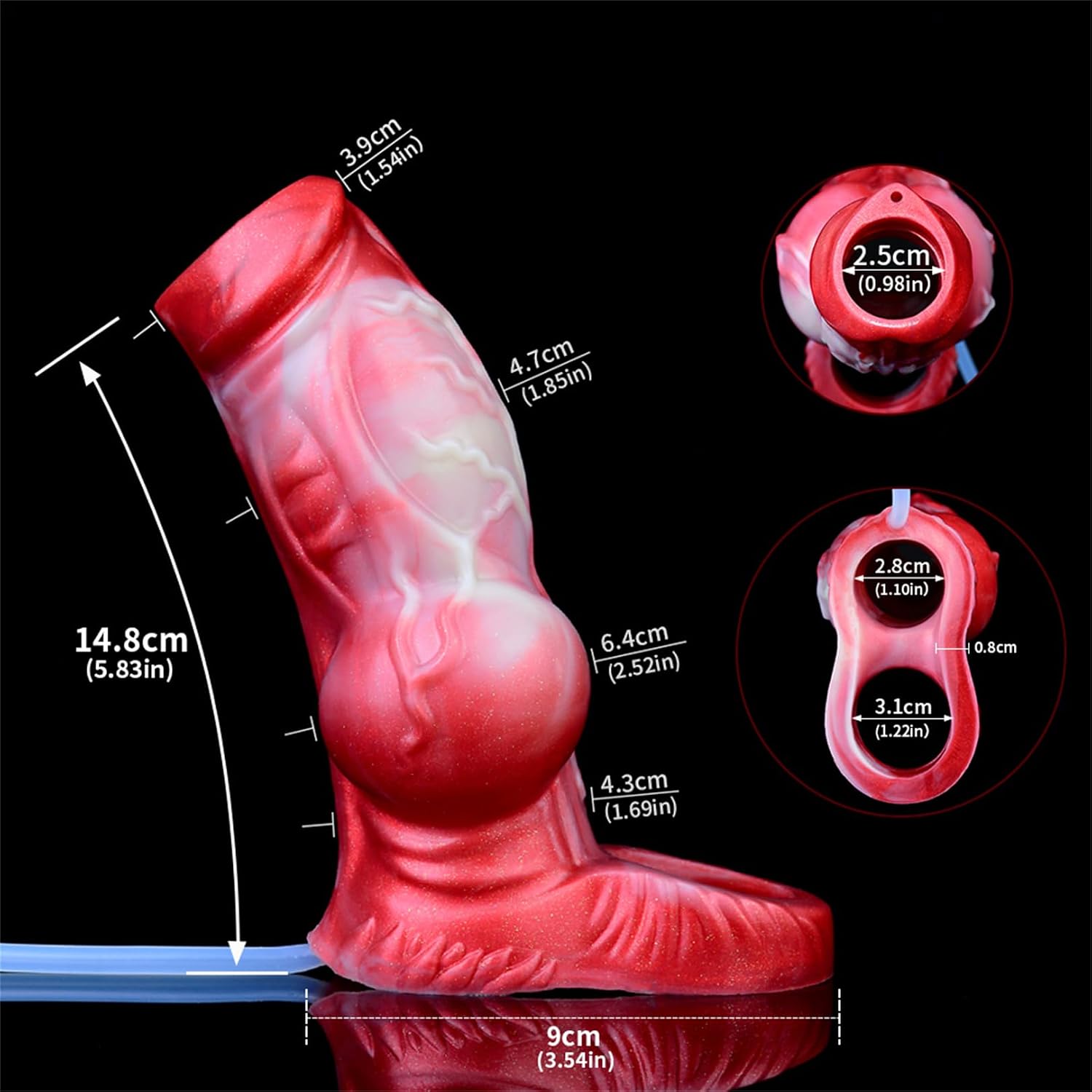 Squirting Penis Enlarger Sleeve Realistic Silicone Dildo Sheath - Cock Extender Sleeve Penis Sheath Men Hollow Dildo Extender Adult Sex Toy (L)