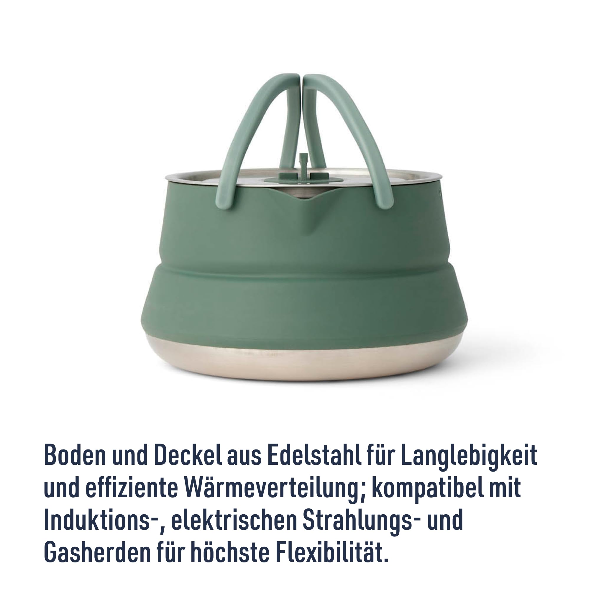 Sea to Summit - Detour Kettle 1,6L - Zusammenfaltbarer Campingkessel - 2 Personen - Platzsparender Wasserkocher mit Griff - BPA-frei - Camping-Kochgeschirr aus Edelstahl & Silikon - 436 g