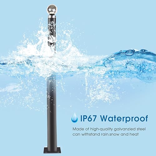 Miniatura 8 de Poste de luz de calle de 10 pies de alto, poste de luz solar para exteriores con base, subensamblaje de postes de luz de calle para patio trasero,