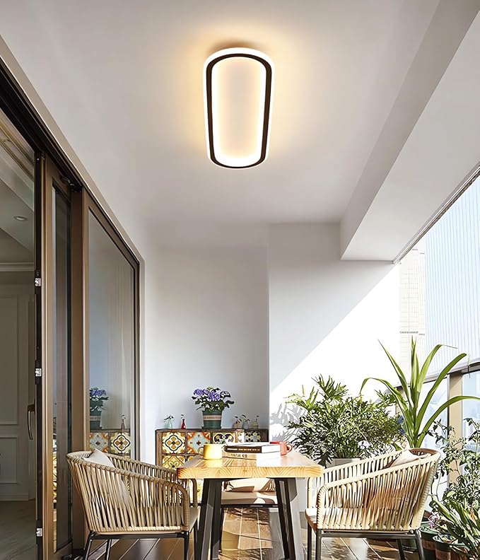 MOMOYY Moderne Slimme LED Lineaire Plafondlamp (Dimbare LED Plafondlamp Met Afstandsbediening) Ultra Dunne Metalen Plafondlamp 360° Lichtgevend 6500k Geschikt Voor Gang, Balkon Foyer (Zwart, 60cm)
