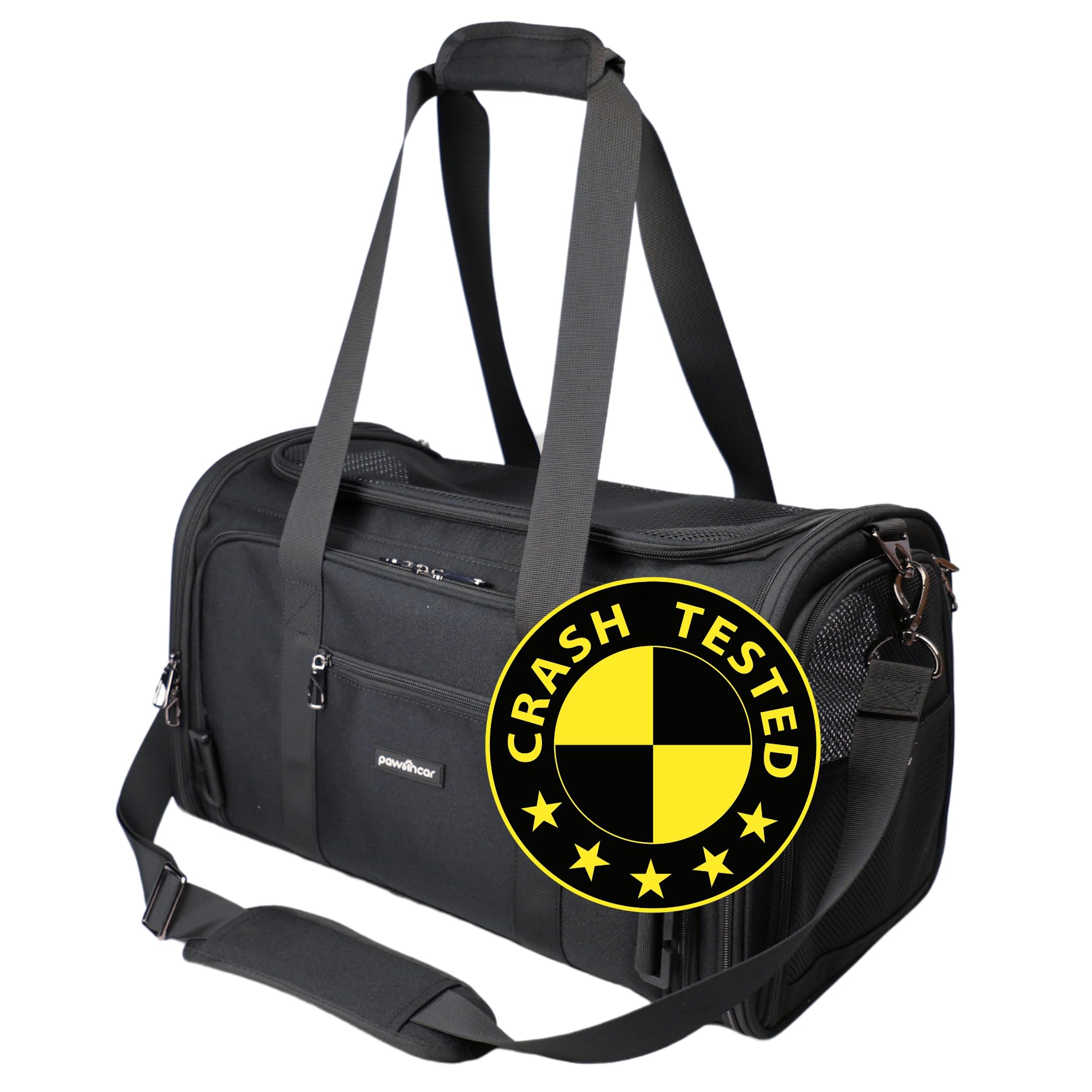 Crash-Tested & Airline Approved Pet Carrier (Test with FMVSS 213b - 5 Star Safety Rated by CPS) | 3-in-1 TSA Dog Carrier Airline Approved - Lab Tested Cat Car Seat - Expandable Cat Bag |