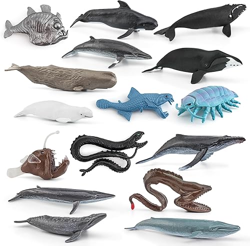 Juego de 17 figuras de animales oceánicos increíbles de 2 a 4 pulgadas, decoración de pastel de 2 a 4 pulgadas, juguetes de animales marinos,