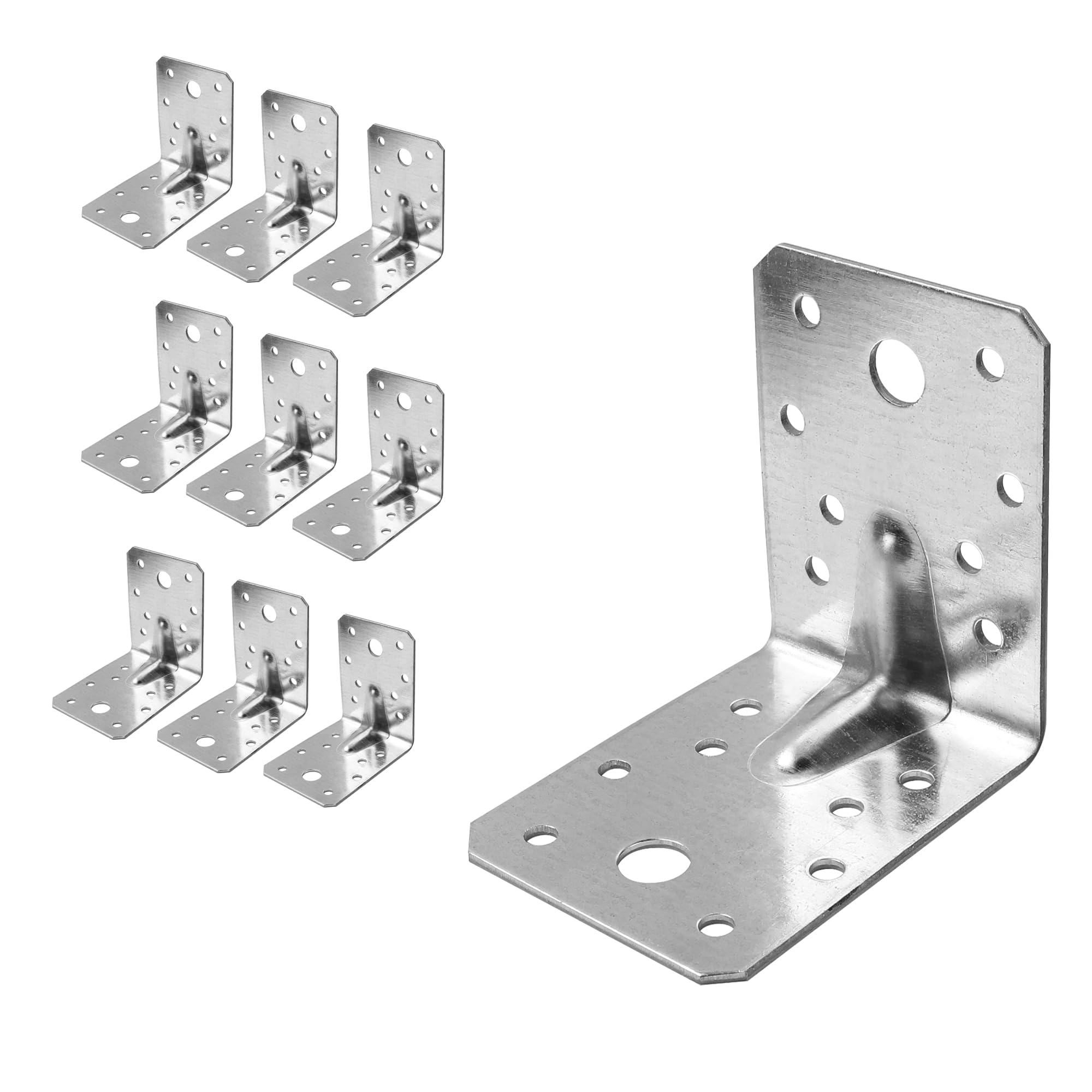 DOETYD 10 Pack 70x70x55mm Right Angle Corner Brackets for Sleeper,Wood,Heavy Duty L Shaped 90 Degree Metal Brackets