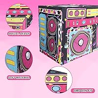 Vista 4 de Mantel temático de 6 pies, 72 x 30 x 30 pulgadas, mantel con temática de radio retro disco lavable, mantel rectangular de poliéster de los años 90