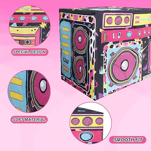 Miniatura 4 de Mantel temático de 6 pies, 72 x 30 x 30 pulgadas, mantel con temática de radio retro disco lavable, mantel rectangular de poliéster de los años 90,