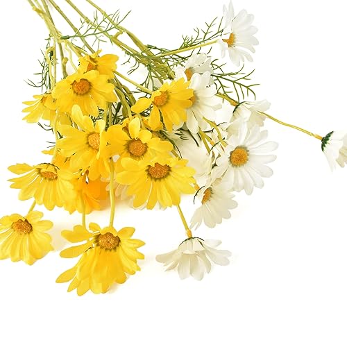 Artificial Daisy Flowers 6 Bundles 21” Faux Silk Daisy Flowers