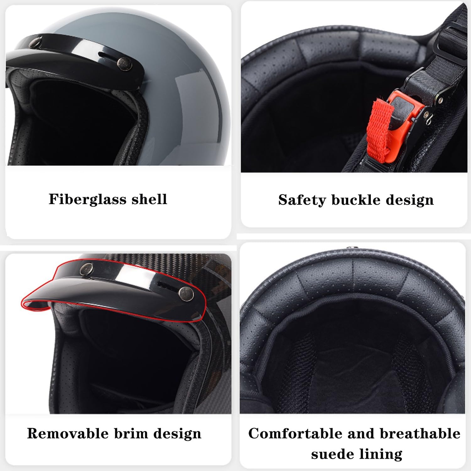 Demi Casque De Moto Vintage Casques Jet Ouvert Cyclomoteur ECEDOT Homologué Demi Casque De Scooter Casques Bols Robuste Et Durable pour Adultes Protection Multicouche