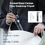 SmallRig Fibre de carbone Mini Trépied de bureau, 15.5'' / 39.5cm Kit de trépieds de table de poche compact avec 360° Tête de balle, intégrée QR Plaque pour Arca, Capacité de tête de balle 3kg / 6.6lb pour appareils photo, reflex, objectifs Compact 15.5" trépied, intégré QR Plaque pour Arc