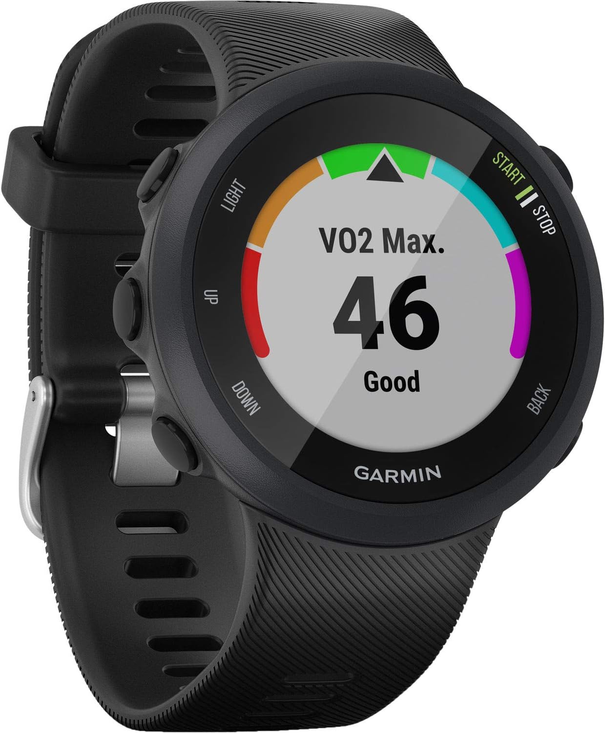 Garmin 010-02156-05 Forerunner 45, 42mm Easy-to-use GPS Running Watch with Coach Free Training Plan Support, Black