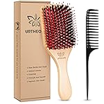 URTHEONE Hair Brush,Boar Bristle Hair Brushes and Hair Comb Set for Women Men Kids, Best Natural Wooden Paddle Hairbrush for Wet or Dry Hair