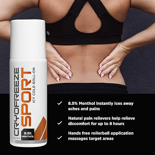 Miniatura 4 de OMAX 3 botellas CryoFreeze Sport ICY Cold Pain Relief Roll-On, 8.5% mentol, alivio natural del dolor (3 botellas)