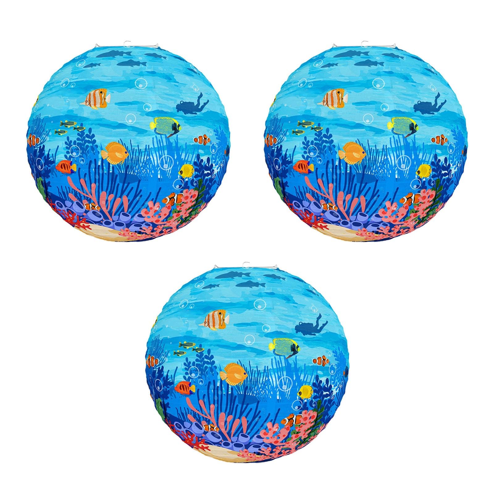 YROHGKPN 3Pcs Marine Themed Paper Light Hangings Environment Light Hangings for Celebration and Home Styling Party Decors