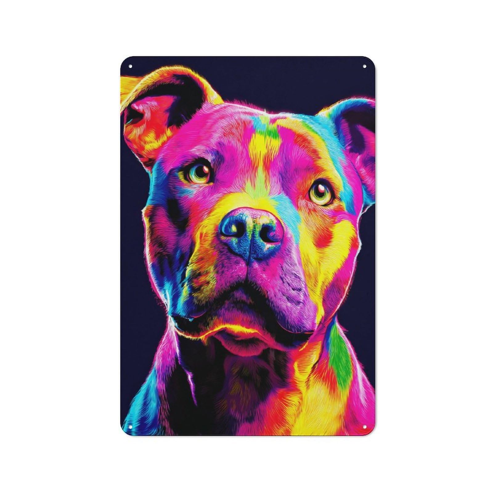Junmoney Vibrant Rainbow Dog Portrait -2 Warehouse Style Tin Wall Sign 30X20cm Featuring Loft Wall Plaque For Loft, Studio, Office Or Creative Room