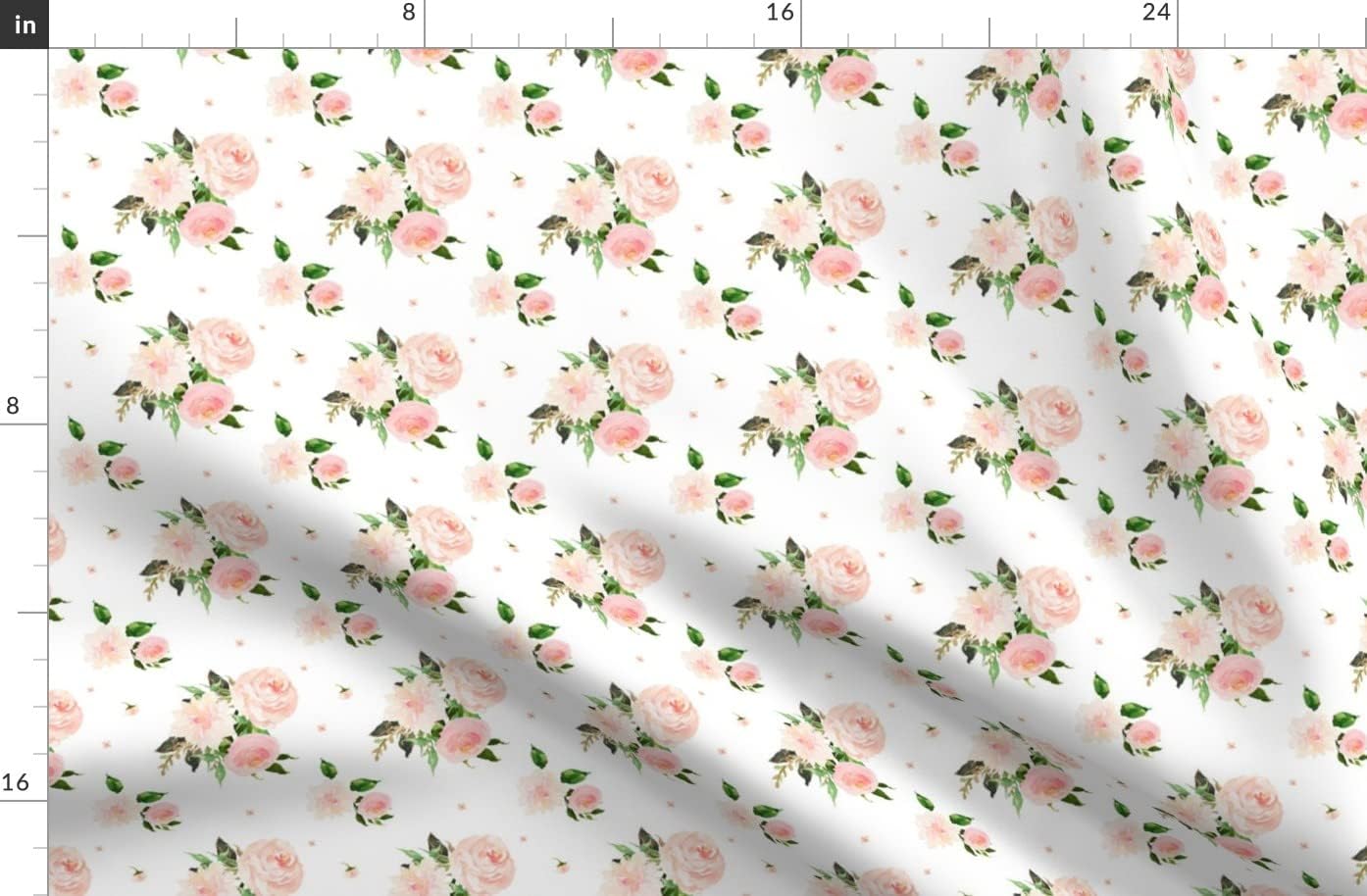Spoonflower Fabric - Floral Swan Mix & Match Print Nursery Flowers Roses Pink Girl Large Printed on Organic Cotton Sateen Fabric by The Yard - Sewing Quilting Apparel Home Decor