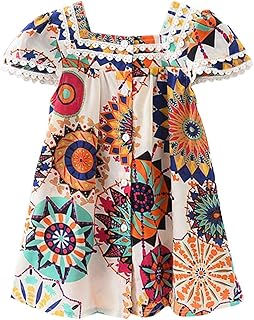 Toddler Girl Dress Bohemia Button Lace Sleeveless Sunflower Floral Princess Toddler Girl Clothes - Buy now