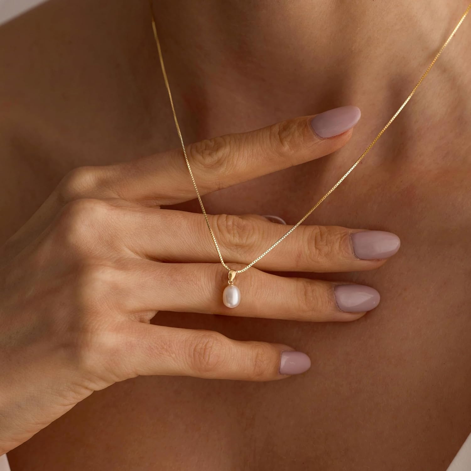 Pearl Necklace for Women Trendy,14k Gold Plated Necklace Dainty Wedding Necklace Small Cute Choker Necklace Beaded Lariat Drop Necklace Vintage Waterproof Jewelry for Women Gold Jewelry Fashion Gifts - Image 6