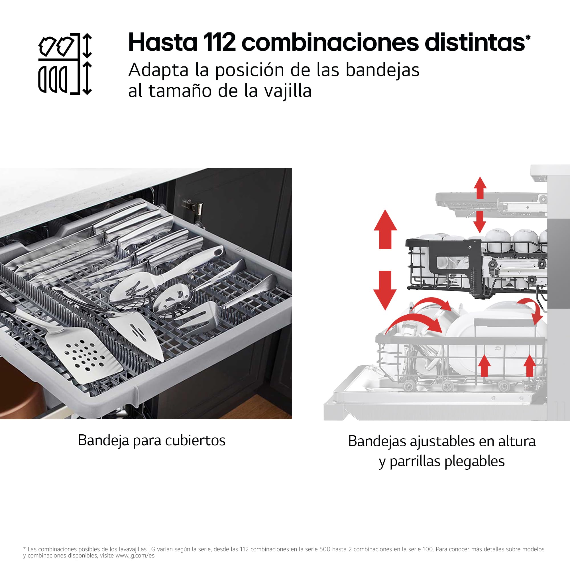 LG DF375HWS - Lavavajillas QuadWash Steam, Sistema EasyRack, Bandeja para Cubiertos, Wi-Fi ThinQ, TrueSteam, Apertura Automática, 14L, Eficiencia A, Blanco Marfil