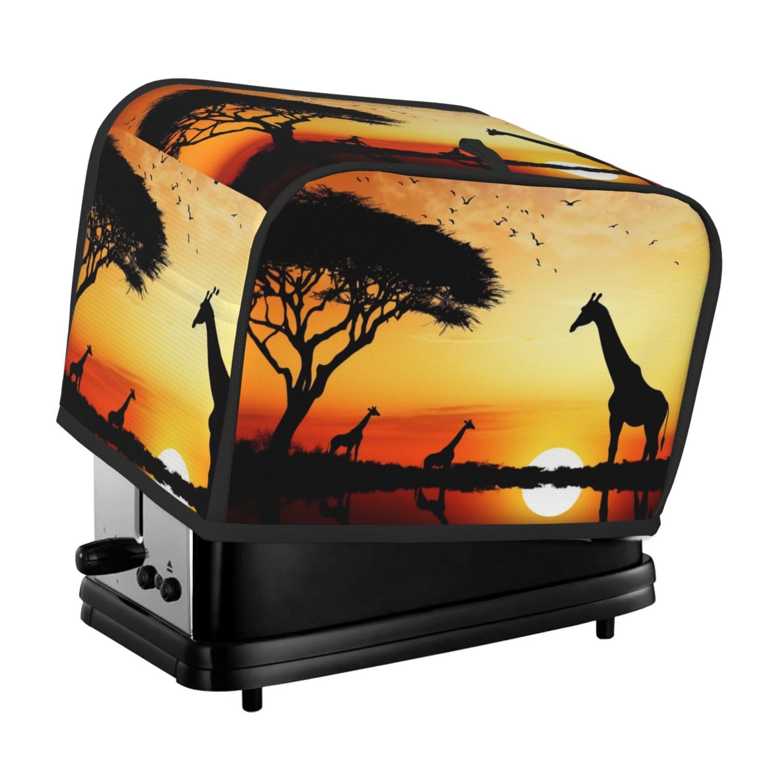 Fodpand Black Toaster Covers 2 Slice Giraffe Sunset Bread Machine Cover Quilted Toaster Dustproof Cover Washable Appliance Cover Bread Maker Protective For Kitchen Small Appliance