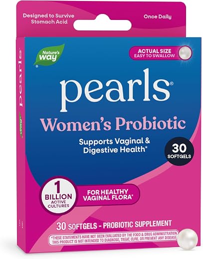 Nature’s Way Probiotic Pearls for Women, Vaginal and Digestive Health Support*, Protects Against Occasional Constipation and Bloating*, 30 Softgels