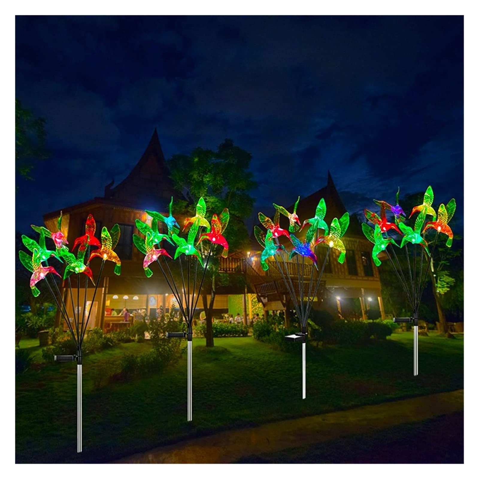 Lampy solarne do ogrodu zewnętrznego Słoneczne światła zewnętrzne Hummingbird dekoracje ogrodowe lampy trawnikowe 7 zmiana koloru wodoodporna ścieżka Patio Patio Yard lampa słoneczna Na patio, podwórk