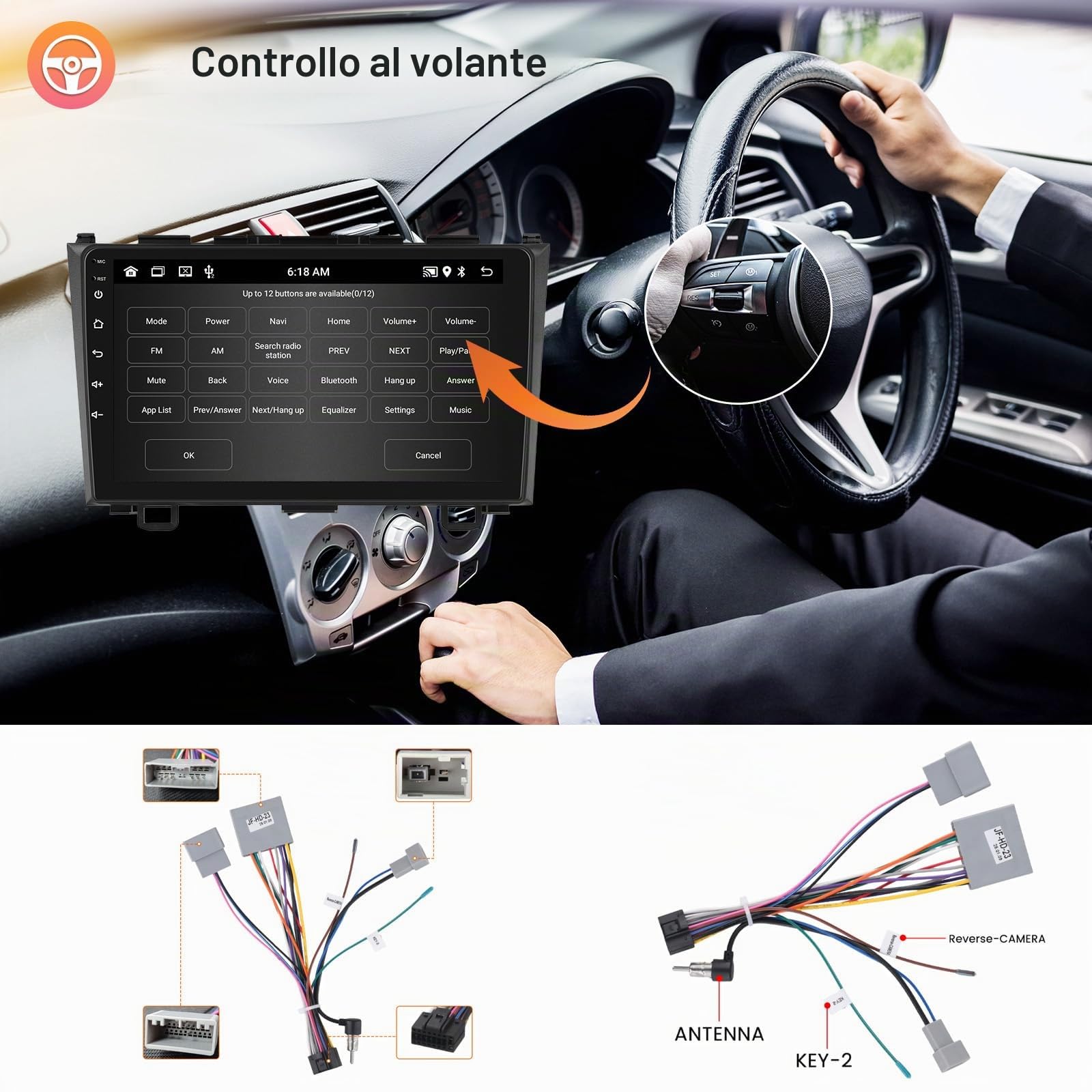 Hodozzy 2G 64G Android Autoradio per Honda CRV CR-V 3 RE 2007-2011 Radio Wireless Carplay Android Auto, Display 9 Pollici Touch Screen GPS WiFi Bluetooth FM RDS,Retrocamera 2 Din Stereo per Honda CRV