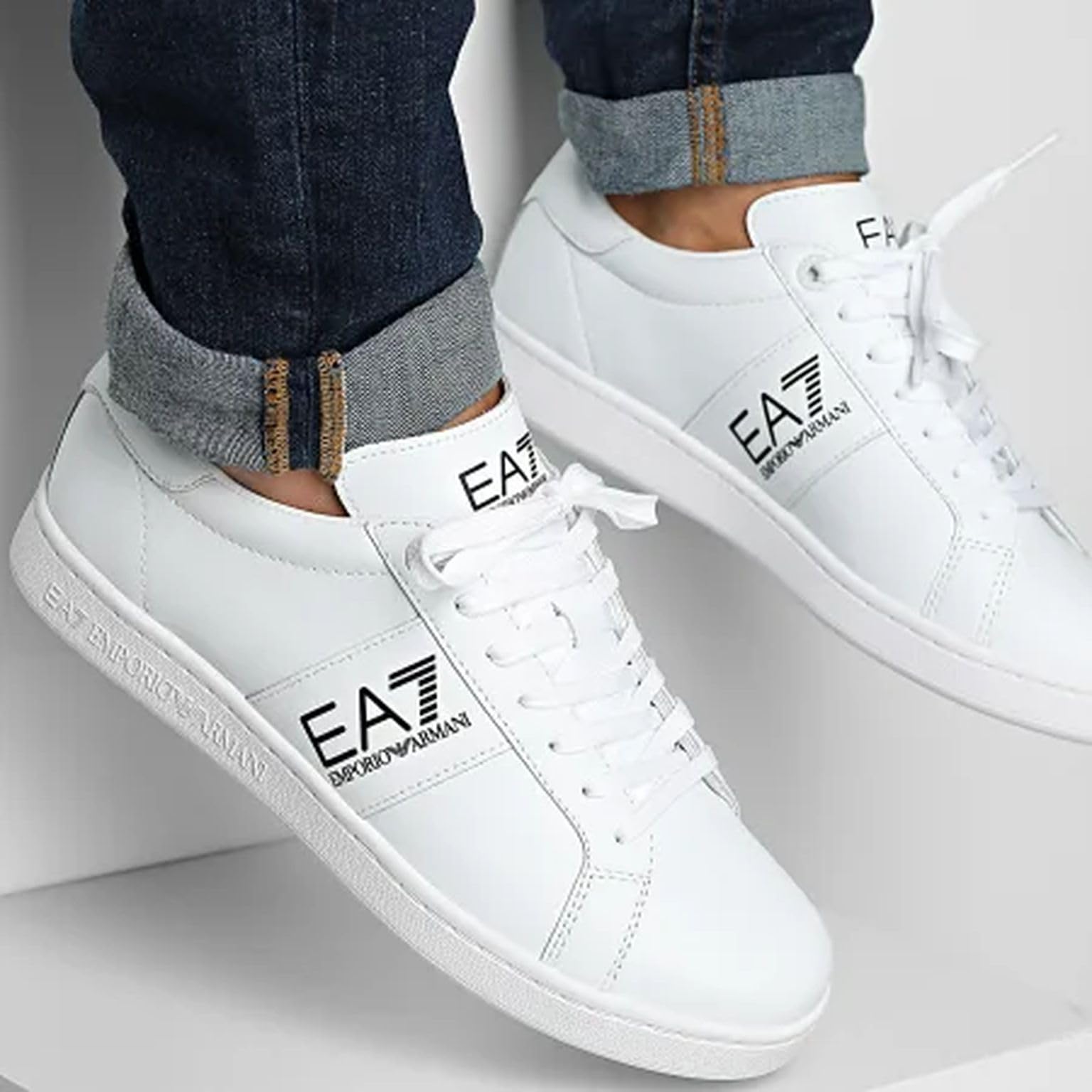 EA7 Emporio Armani Sneakers Uomo Classic 7X000332AF10848 8033995869323-44 Bianco Nero 44