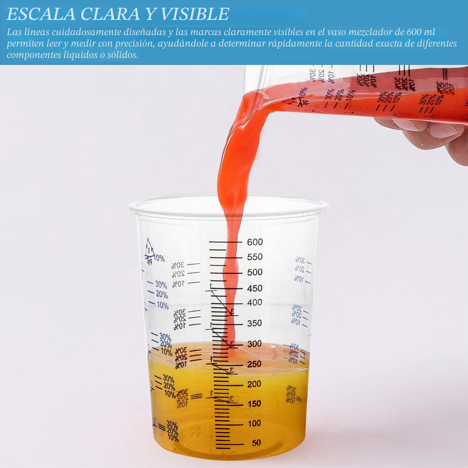 Vasos Mezcladores De Pintura,50 Pcs 600ml Vasos Mezcladores De Plastico,Vasos Medidores Pintura,Tazas De Mezcla De Pintura Para Líquidos,Pinturas,Pigmentos