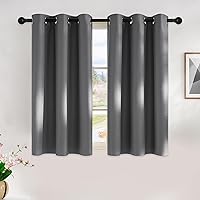 NICETOWN Grey Blackout Curtain Panels 42x45 Inch - Thermal Insulated Grommet Top Drapes for Kitchen Bedroom, 2 Panels