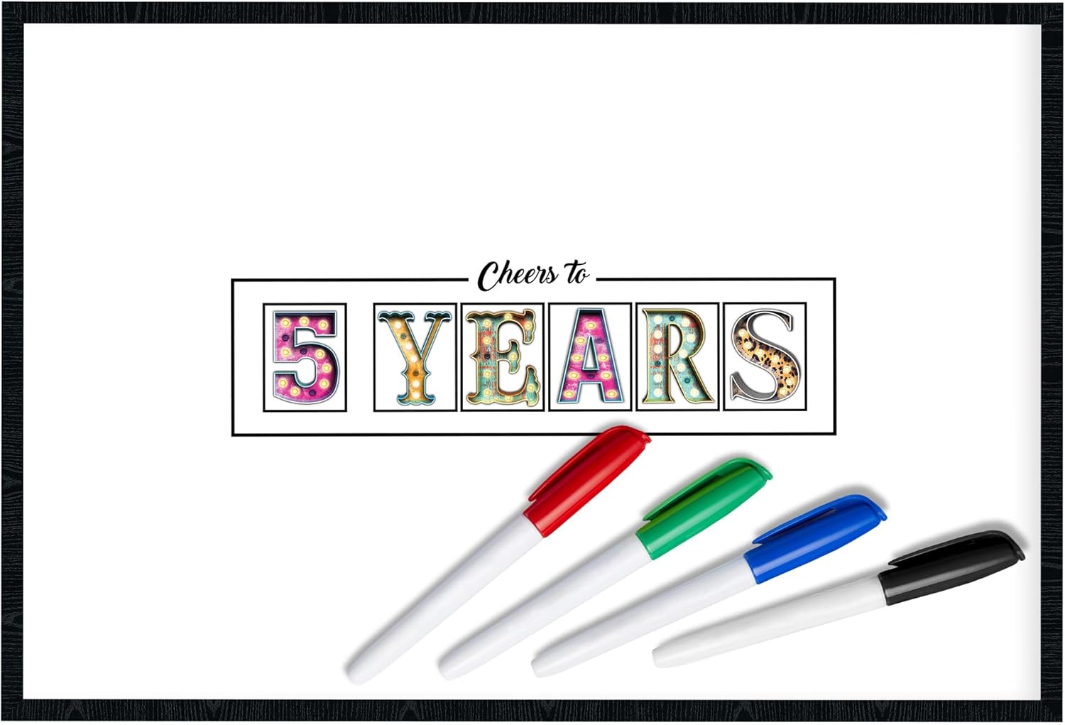 L&O Goods Cheers to 5 Years | Large Signature Board Wall Decor | Guest Book Alternative for Birthday, Anniversary, Company Party | Wall Art Poster Gift | 11x17 Inch with Frame and Markers
