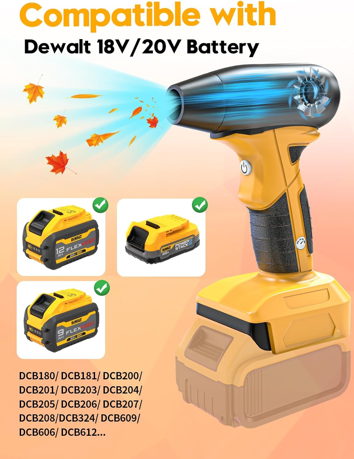 Mini Jet Dry Blower for Dewalt 20V Battery with Brushless Motor Handheld Jet Fan with 4 Gears Adjustable for Garages Sawmill Home Workshop Car Cleaning (No Battery) - Image 5