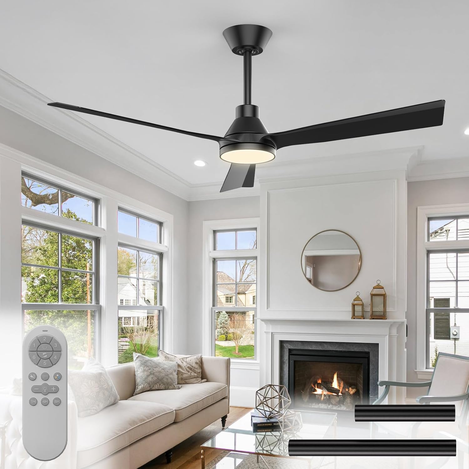 Wofifly 52'' Black Ceiling Fans With Lights And Remote - View #7