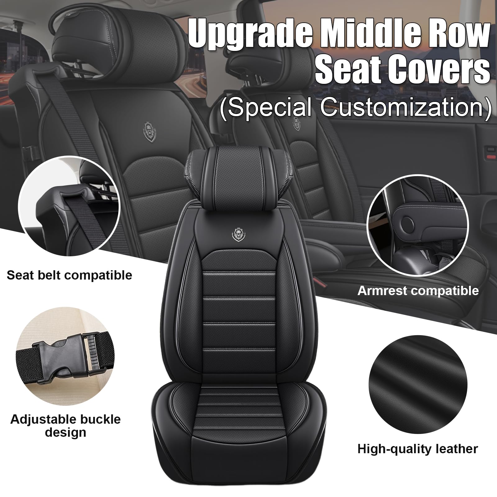 7 asientos para Ascent 2019-2026, fundas de asiento de cuero impermeables, transpirable, cobertura completa, compatible con airbag y reposabrazos, juego completo de fundas de asiento, color