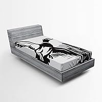 Vista 136 de Ambesonne - Sábana bajera ajustable multicolor, en colores y tres tamaños Azul y gris