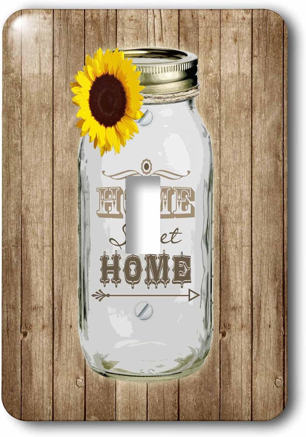 3dRose LLC lsp_128555_1 Country Rustic Mason Jar with Sunflowerm Home Sweet Home Single Toggle Switch