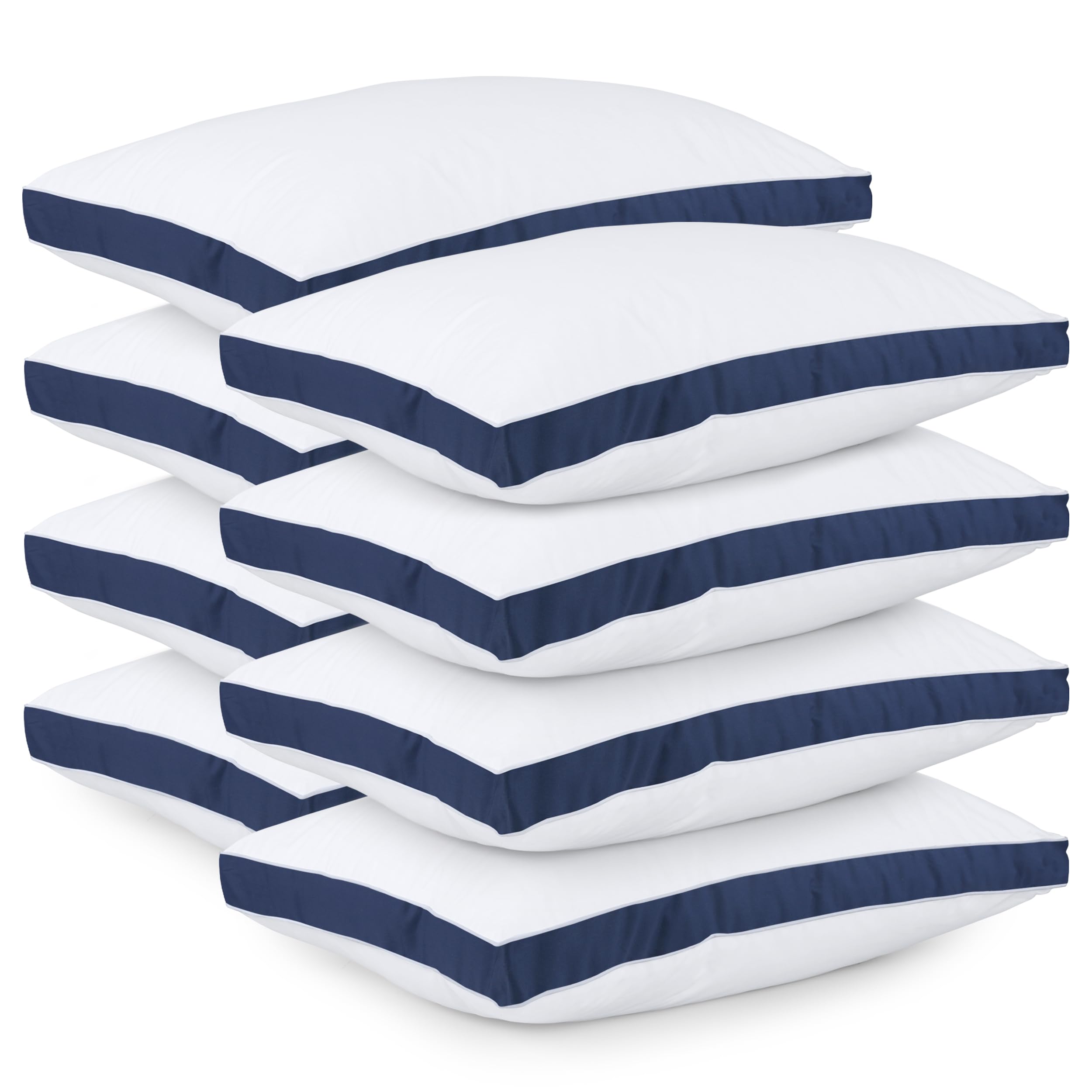 Utopia Bedding Pillows Pack Size, Hotel Quality Pillows, Brushed Fabric, Bed Pillow for Back, Stomach or Side Sleepers (8, Navy, Standard)