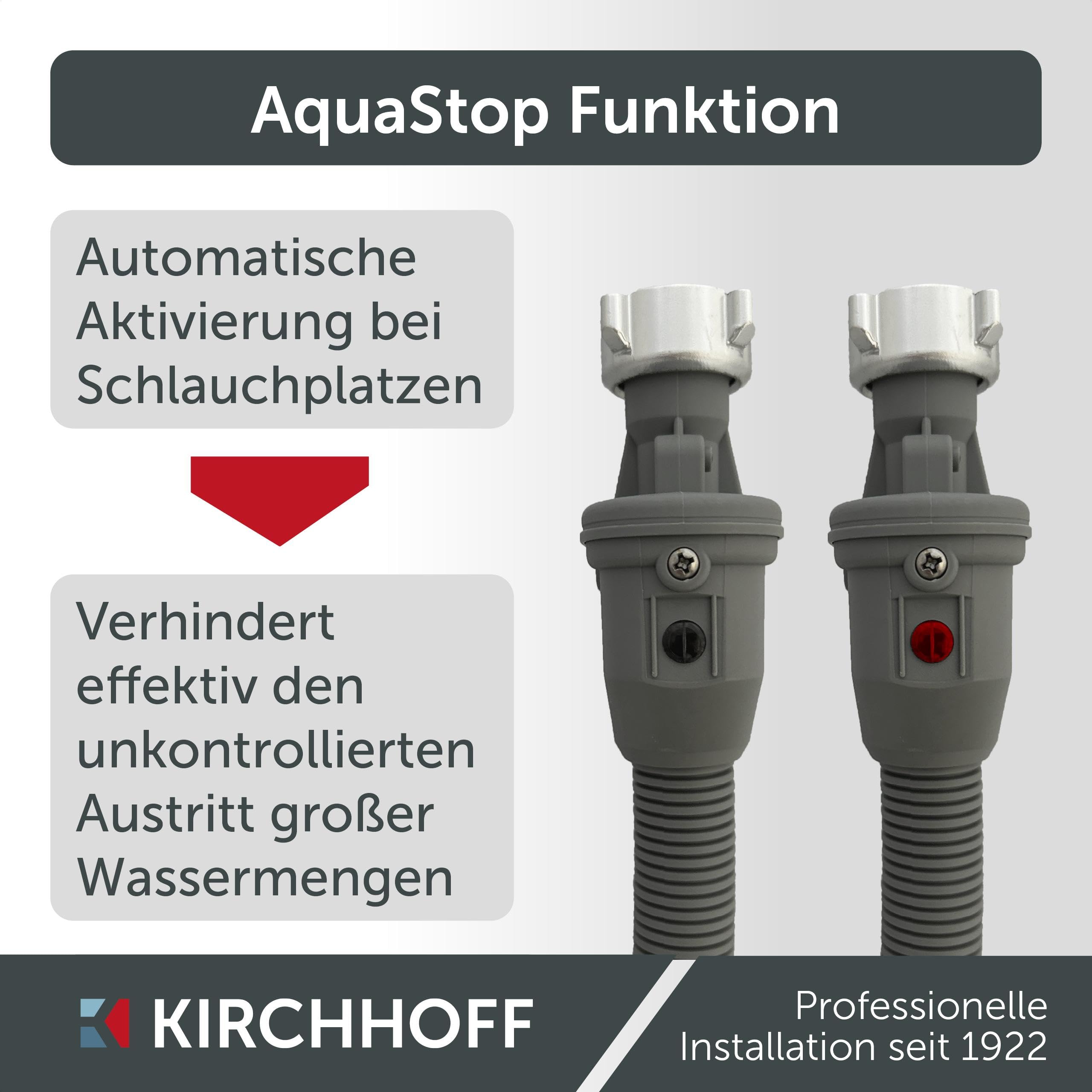 KIRCHHOFF 98657230 Waschmaschinenschlauch 2,5m, Zulaufschlauch mit 3/4" x 3/4" IG für Waschmaschine oder Spülmaschine, Wasserschlauch mit Aquastop