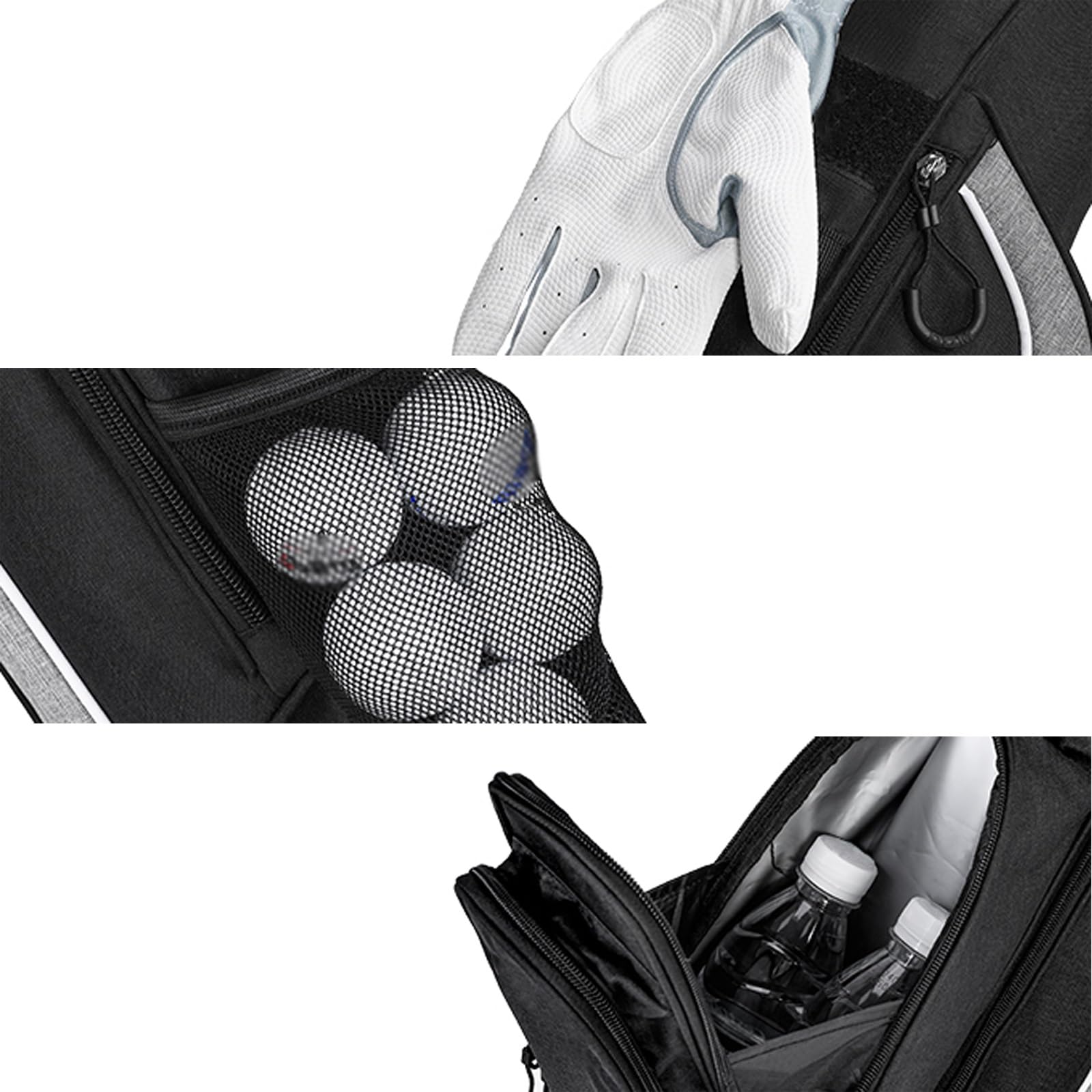 Bolsa De Transporte con Soporte De Golf, Tela Ligera, Correas De Hombro Acolchadas Dobles, Bolsa De Domingo De Golf con Soporte, Bolsillos con Cremallera