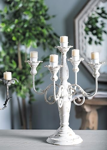 Miniatura 7 de Deco 79 Candelabro sólido de metal vintage, 16 x 16 x 19 pulgadas, blanco