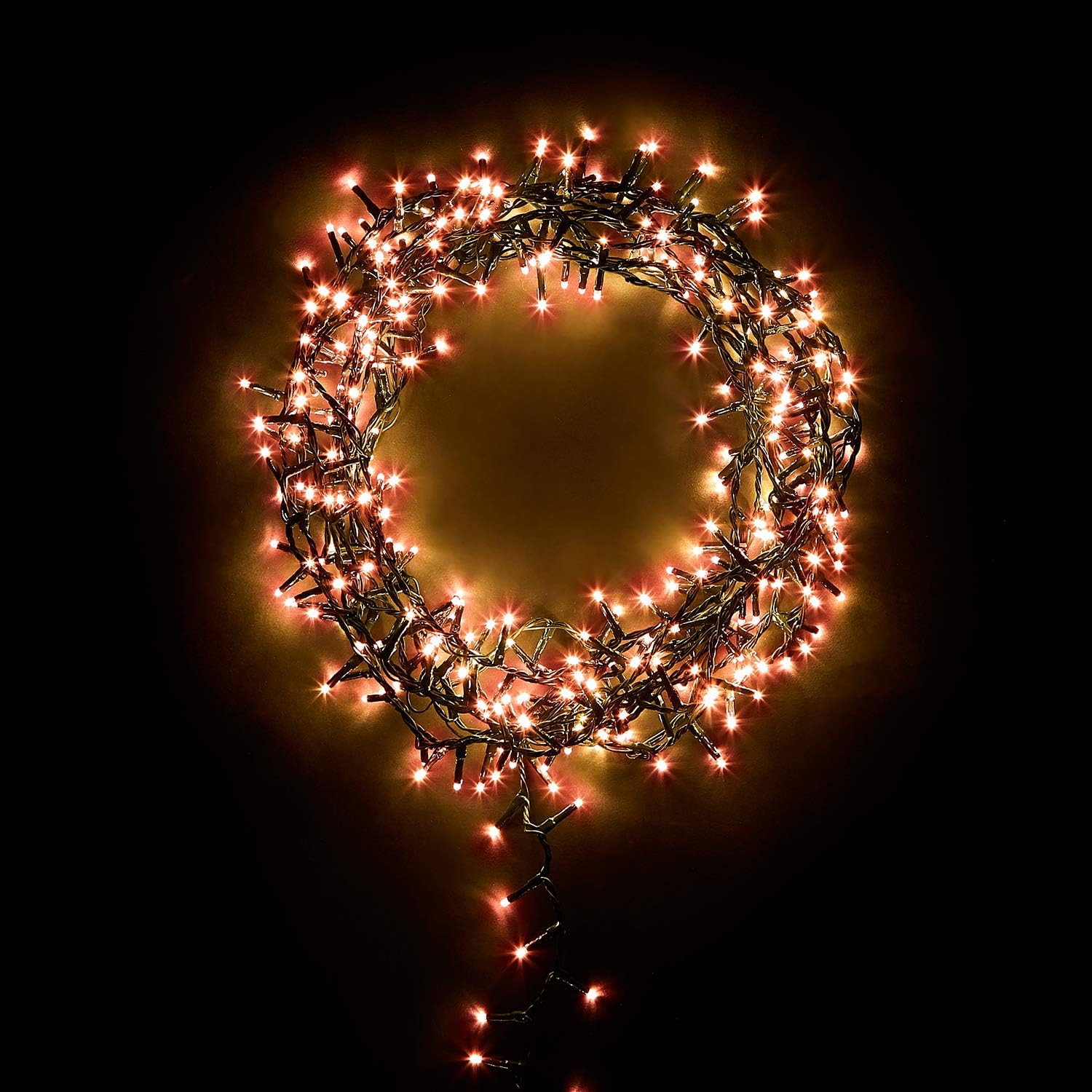 TWW - 1000 LED - Christmas Tree Lights - 8 Hour on Timer - 25m Lit Length - 8 Lighting Modes - Mains Powered - Indoor & Outdoor - 7ft Tree - Compact Cluster Lights - Copper Glow