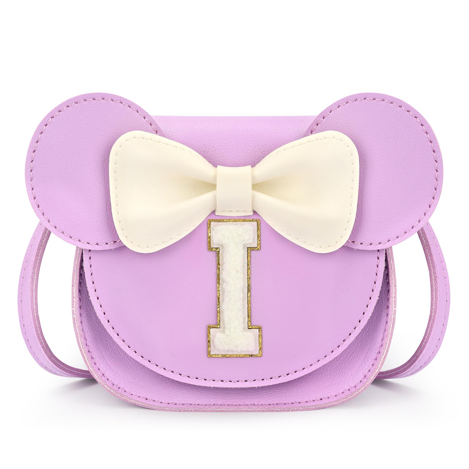 mibasies Toddler Purse 3-8 Girls, Purple Letter I Birthday Gift