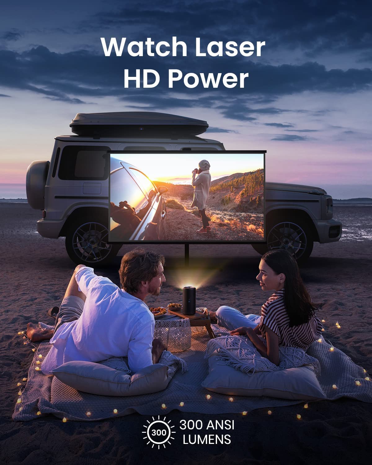 Nebula Anker Capsule 3 Laser 1080p Proyector Portatil, Smart, Wi-Fi, Mini Proyector Portátil, Dolby Digital, Enfoque automático, Imagen de 120 Pulgadas, 2,5 Horas de Tiempo de reproducción