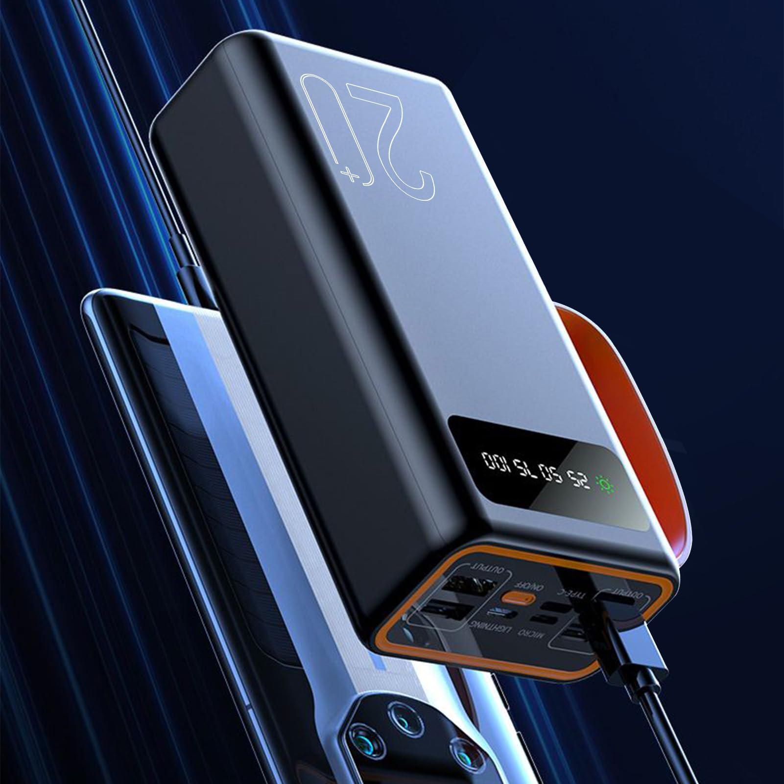 Chargeur Solaire Portable Power Bank Solaire avec Panneau Intégré
