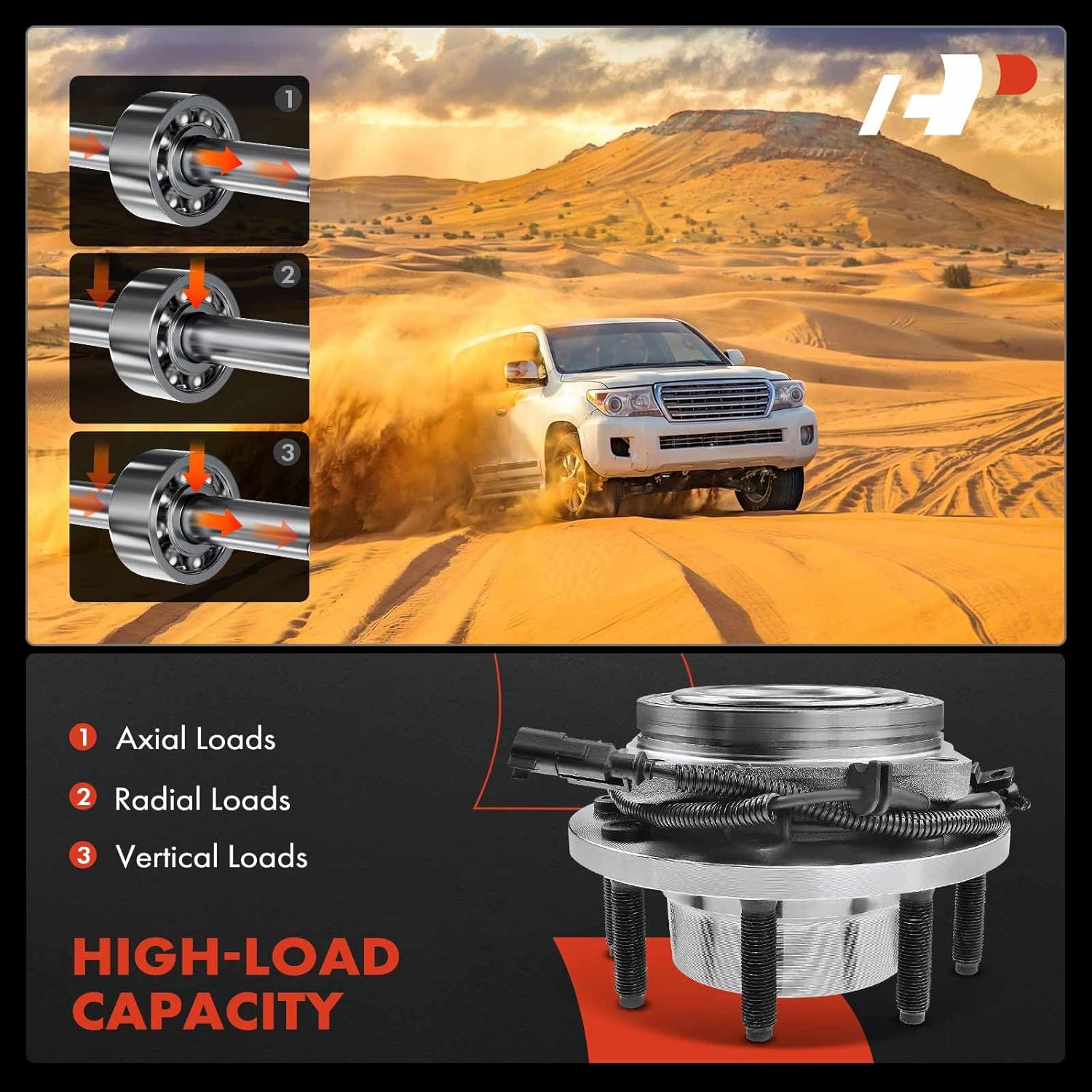 A-Premium Front Wheel Bearing and Hub Assembly with ABS & 8-Lug Compatible with Ford F-250 Super Duty 2017-2022, F-350 Super Duty 2017-2022, 4WD Only