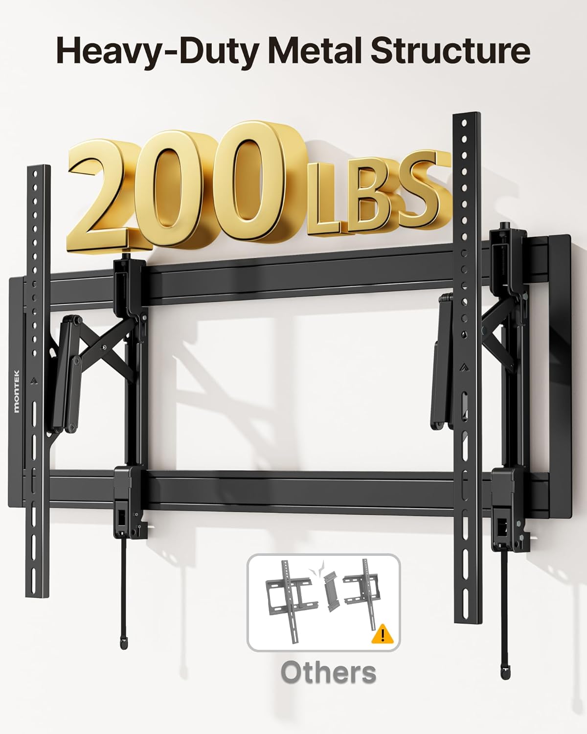monTEK Heavy Duty Tilting TV Wall Mount for 55–105" Large TVs up to 200 lbs – Low Profile, Universal Fit, Tilt & Swivel Adjustment, 6.8" Extension, Max VESA 1000x600mm, Fits 16"/18"/24"/32" Studs