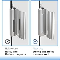 Vista 6 de Imán para Puerta de Ducha - Canal en U para Marco de Puerta con Golpeador de Metal y Imán para Puertas de Ducha de Cristal Giratorias de 1/8" 5/32