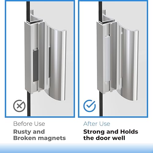 Miniatura 13 de Imán para puerta de ducha, marco de puerta de canal en U con policarbonato transparente e imán para puertas de ducha de vidrio oscilante de 3/8